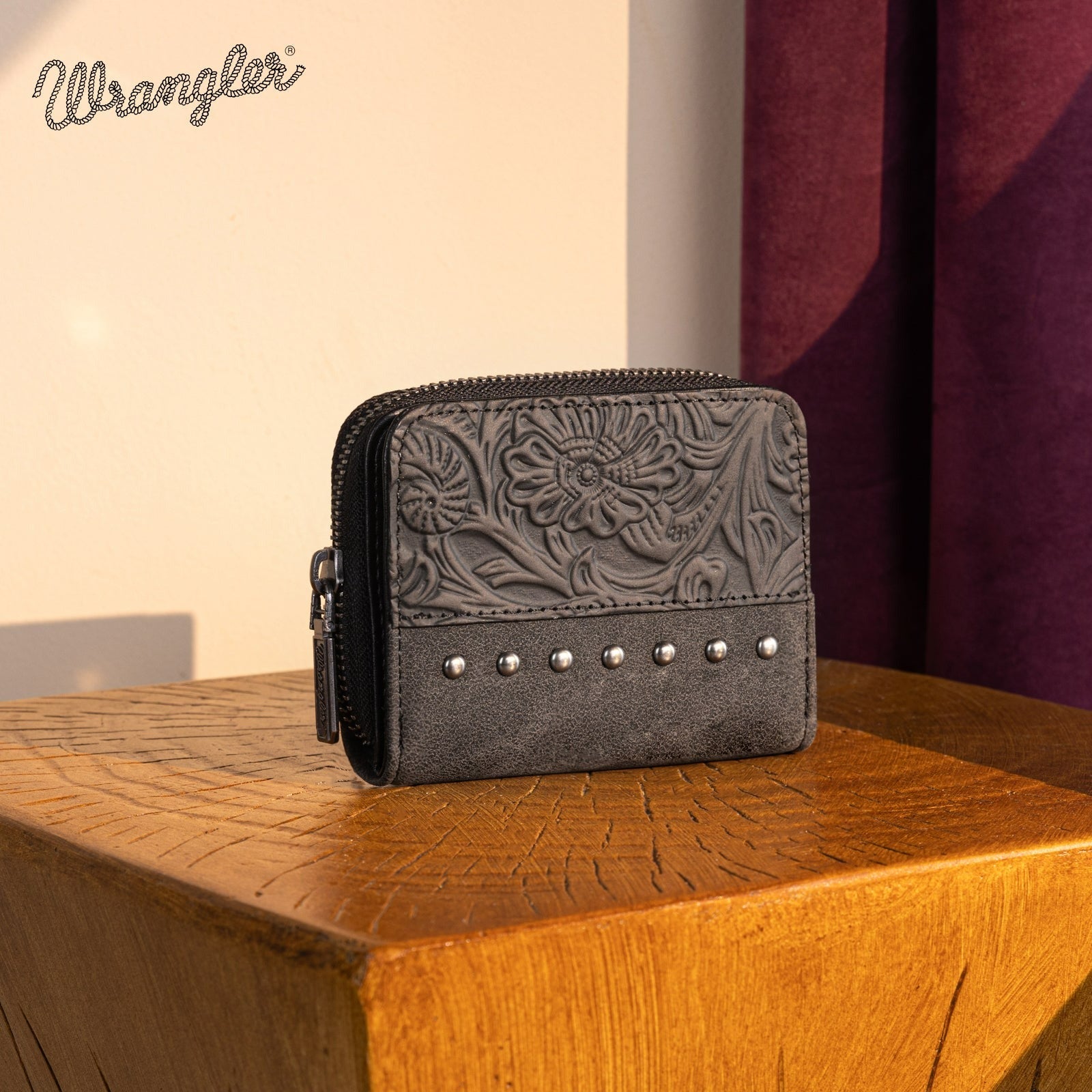 The Dotty Jane Carved Wrangler Wallet - Black