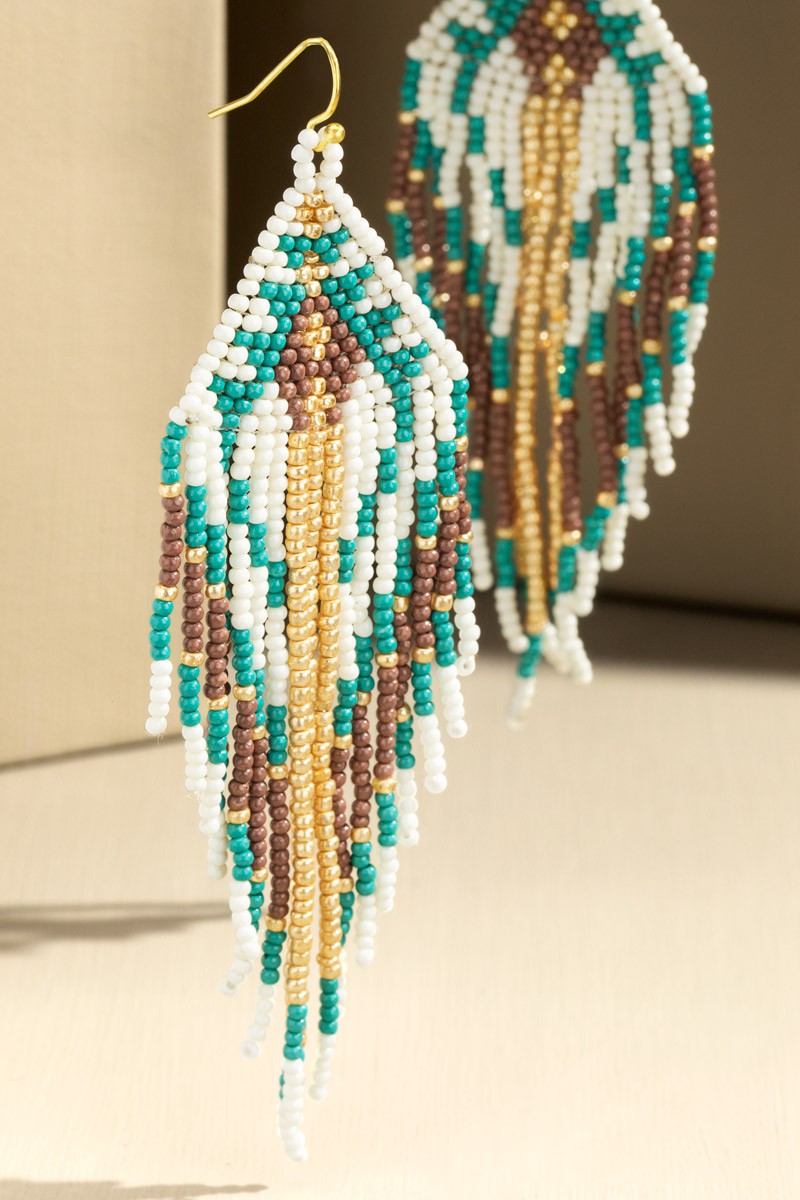 Mint Chocolate Chip Beaded Earring