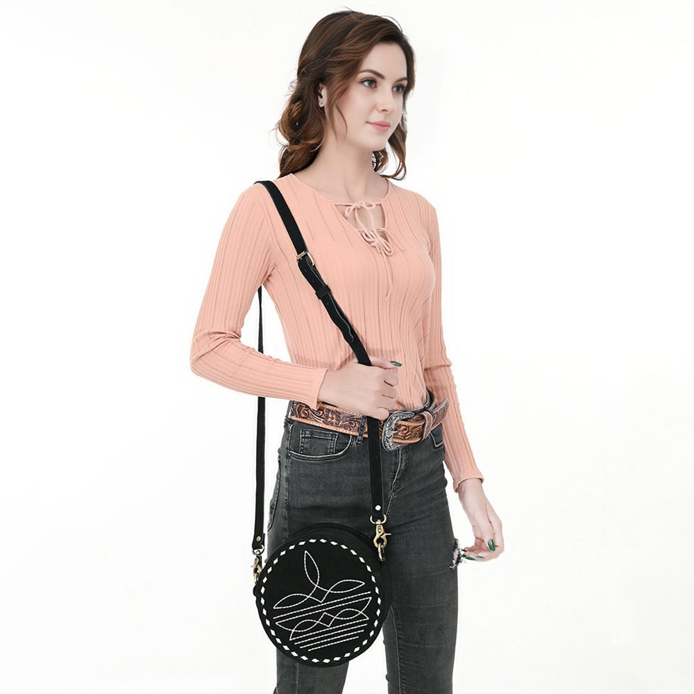 The Boot Stitch Cutie Round Purse in Licorice by American Darling