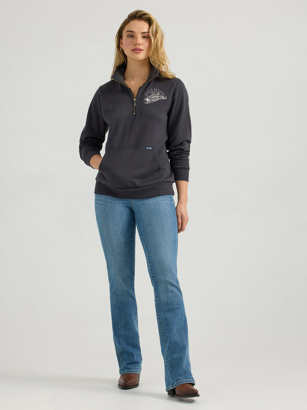 Long Live Cowboys 1/4 Zip Sweatshirt By Wrangler
