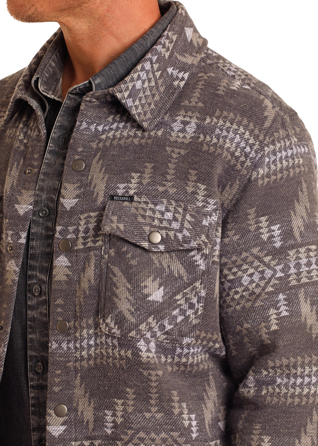 The Aztec Roughie Shacket By Rock & Roll Denim
