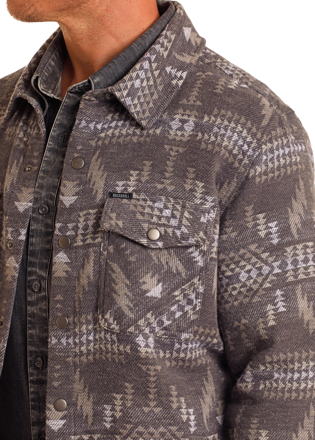 The Aztec Roughie Shacket By Rock & Roll Denim