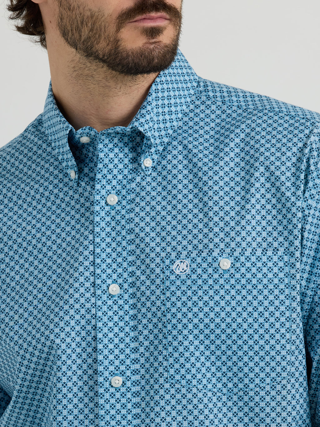 The Blue Roan Classic Relaxed Fit Button Up Shirt by Wrangler