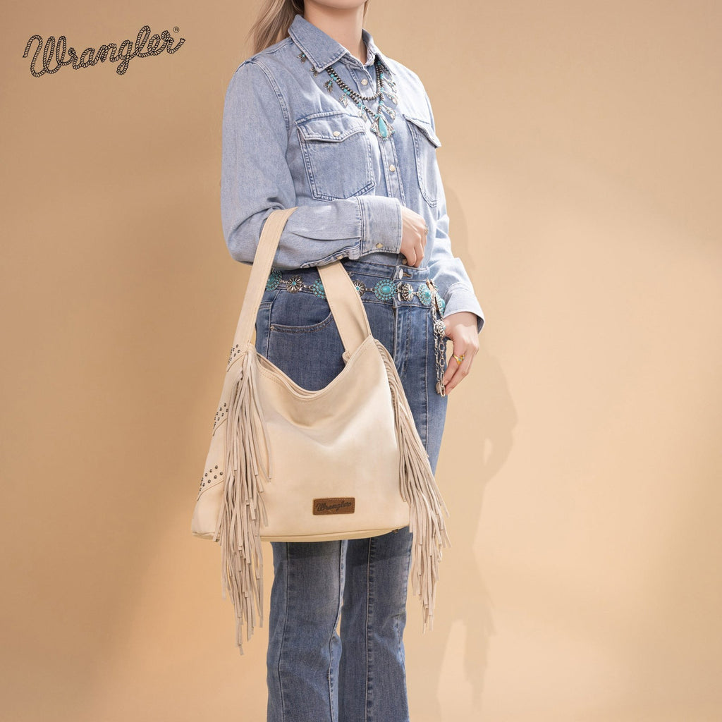 The Tracy Hobo Purse by Wrangler in Beige