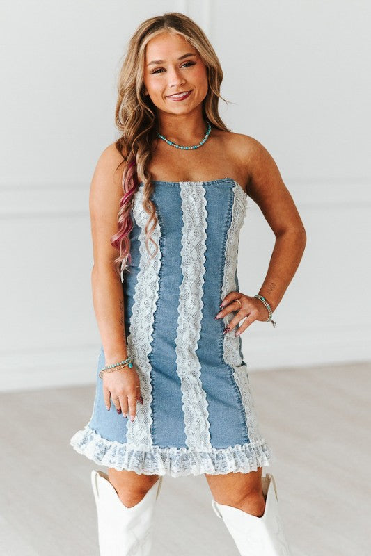 Lacey Dream Denim Dress by Lucky & Blessed