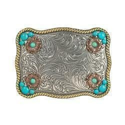 The Turquoise Flower Belt Buckle by Blazin’ Roxx