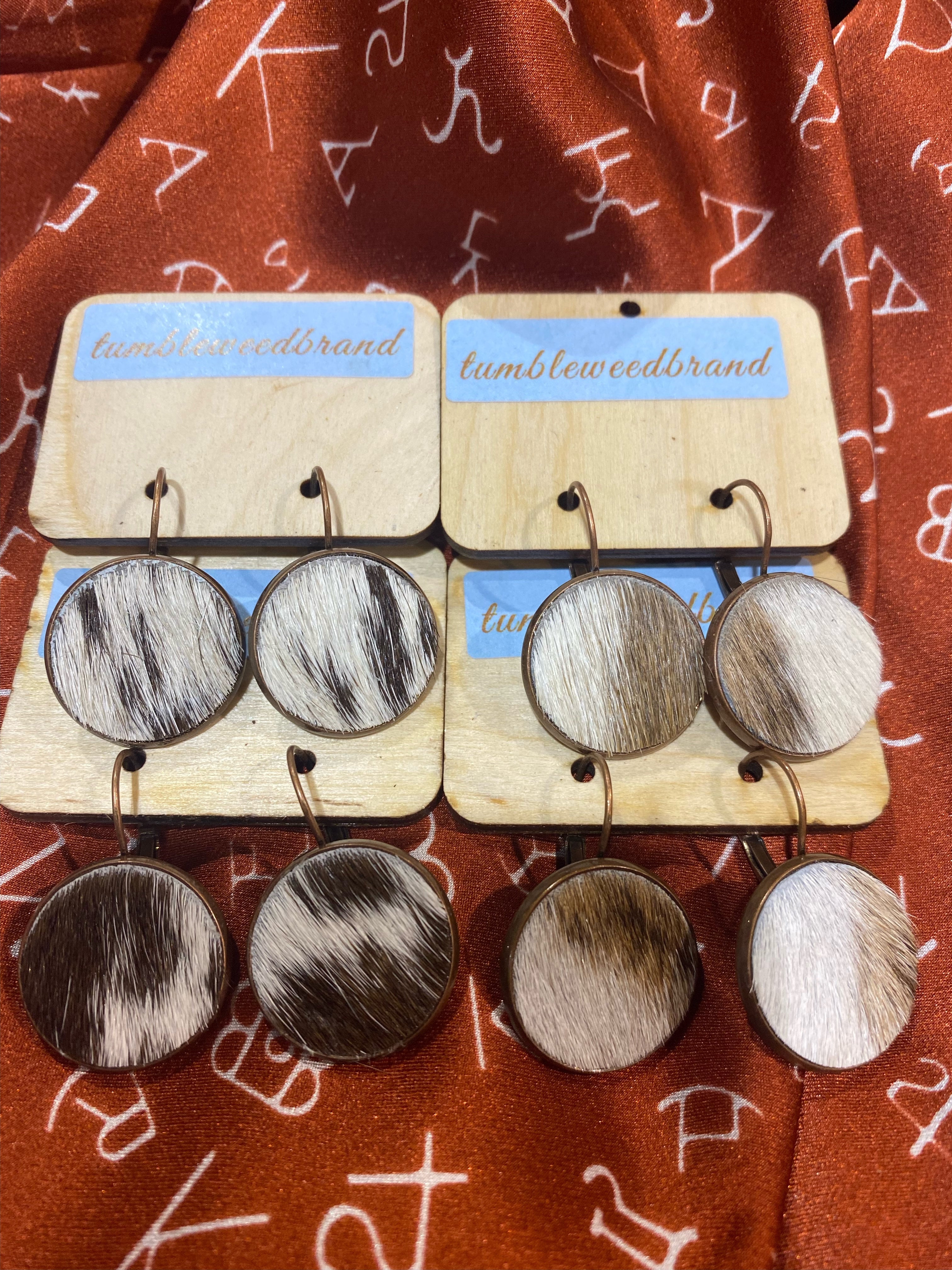 Buttonbelle Cowhide Drop Earring
