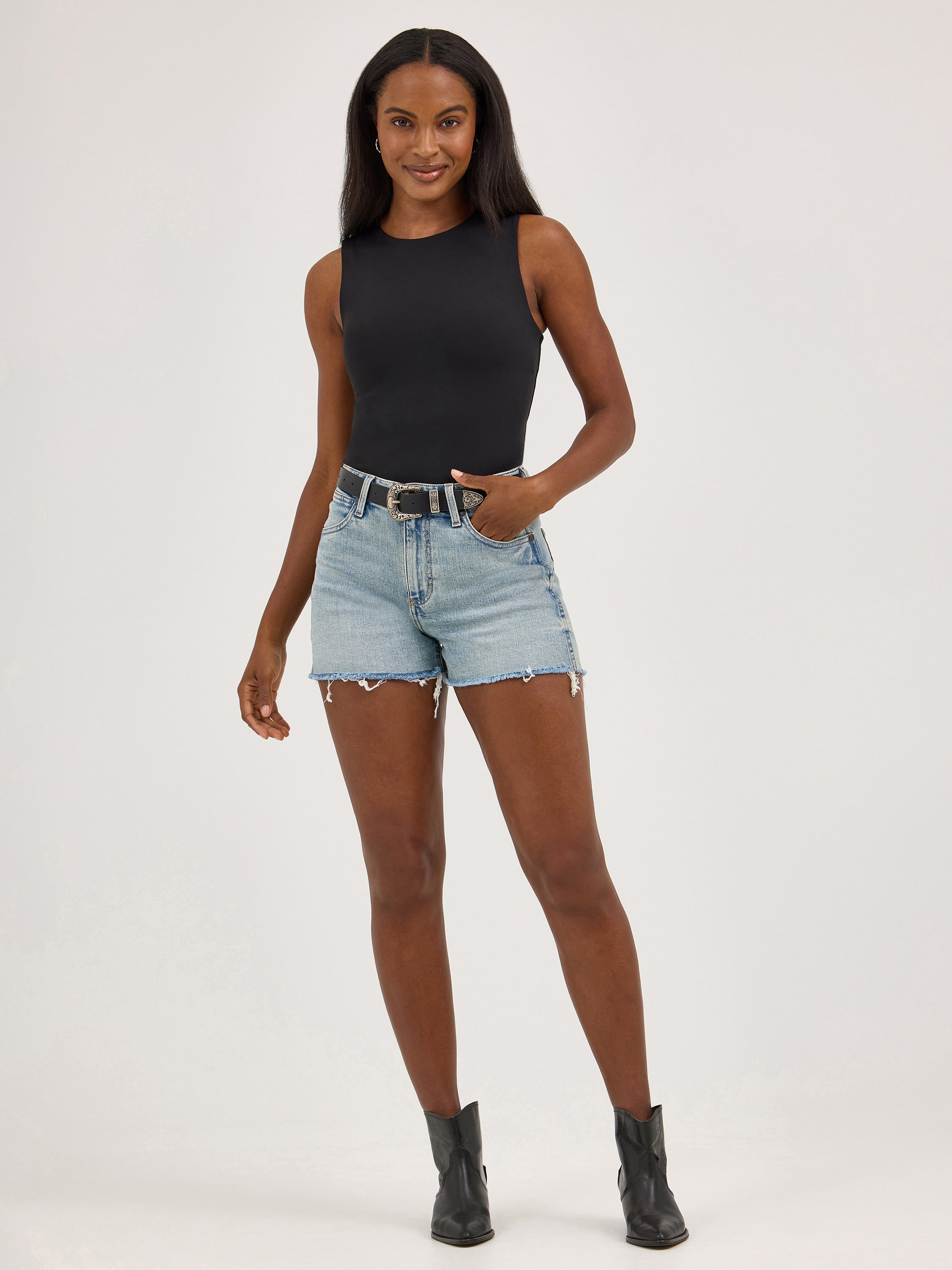 The Classic Cowboy Cut High Rise Jean Shorts by Wrangler