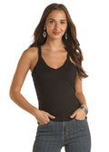 The Carrie Rib Cami - Jet Black