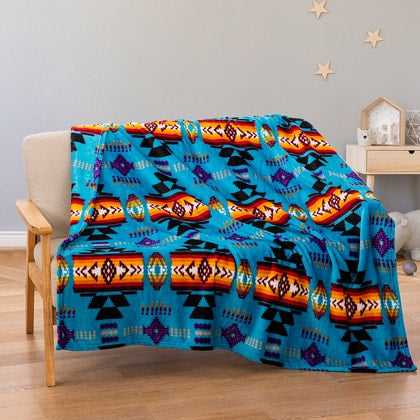 Tequila a little Time Turquoise Mink Aztec Throw Blanket