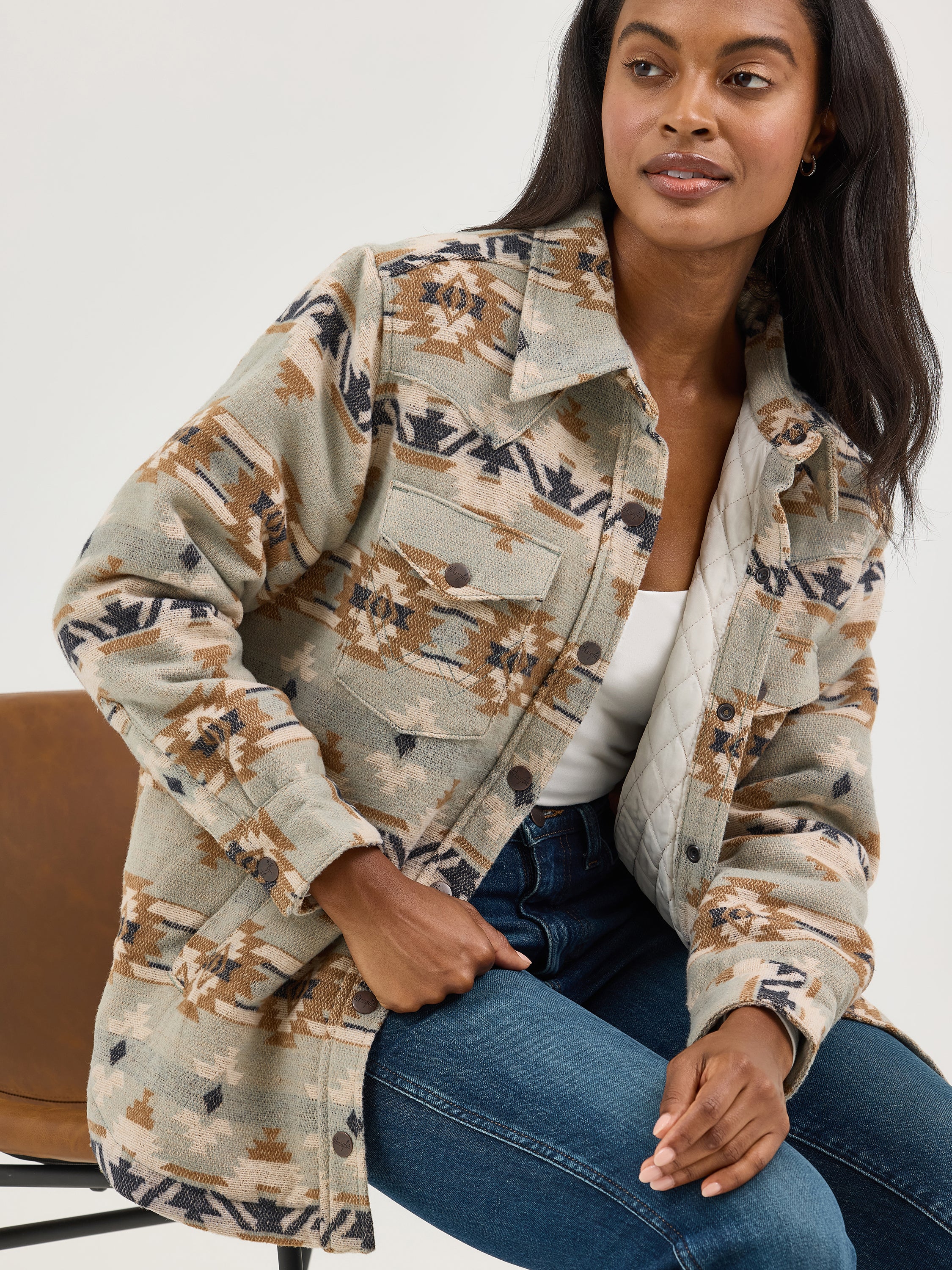 The Jacquard Southwestern Shacket by Wrangler