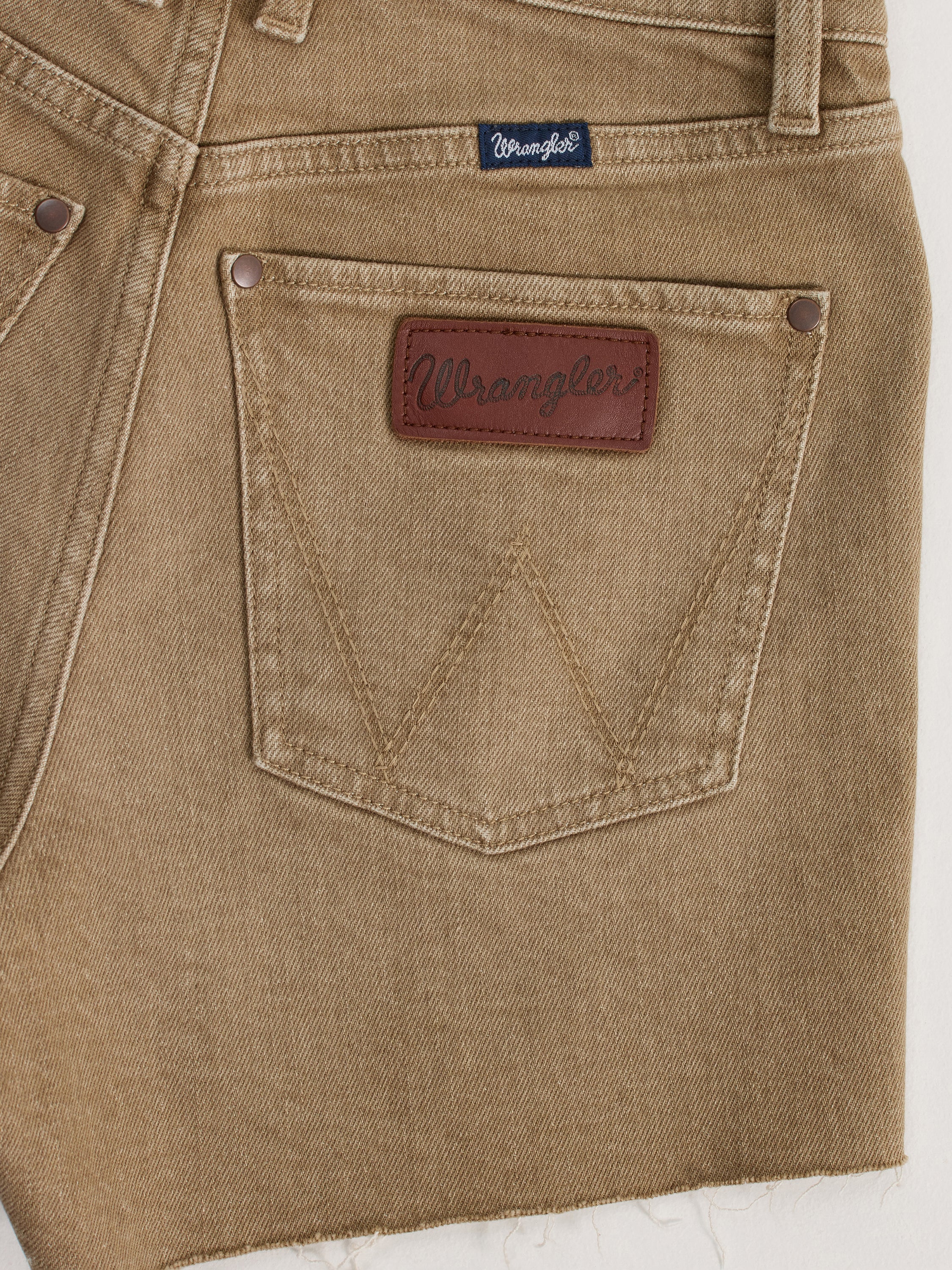 Rodeo Dust Tan Cowboy Cut High Rise Shorts by Wrangler