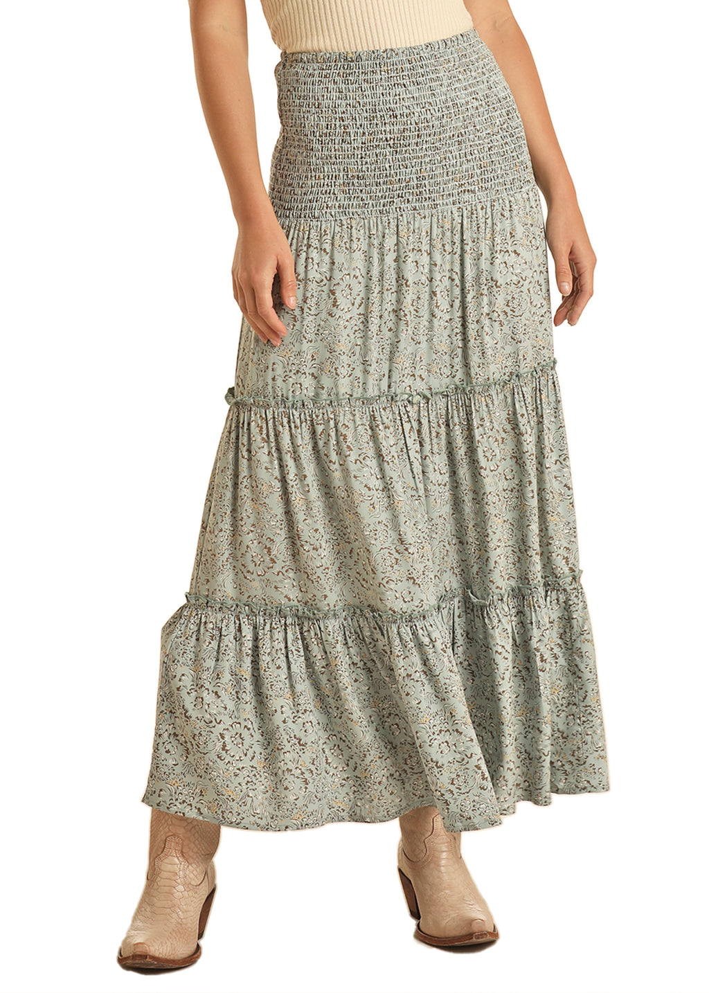 Laura Ingalls Blue Floral Skirt by Rock & Roll Denim