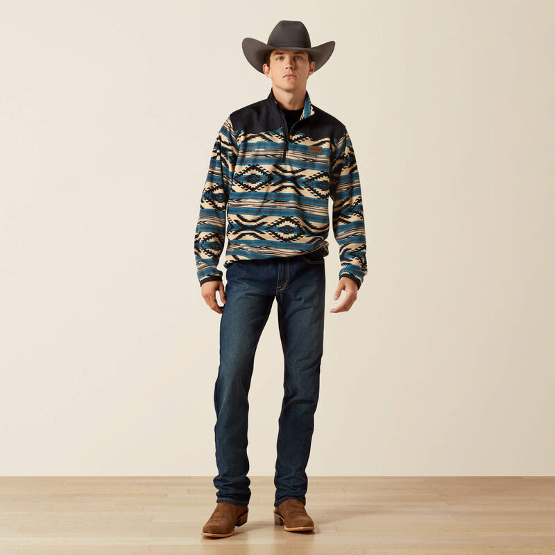 The Cody Teal Aztec Fleece 1/4 Zip By Ariat