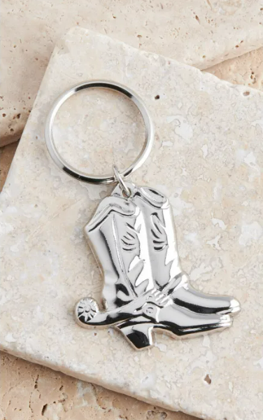 Chrome Cowboy Boots Keychain