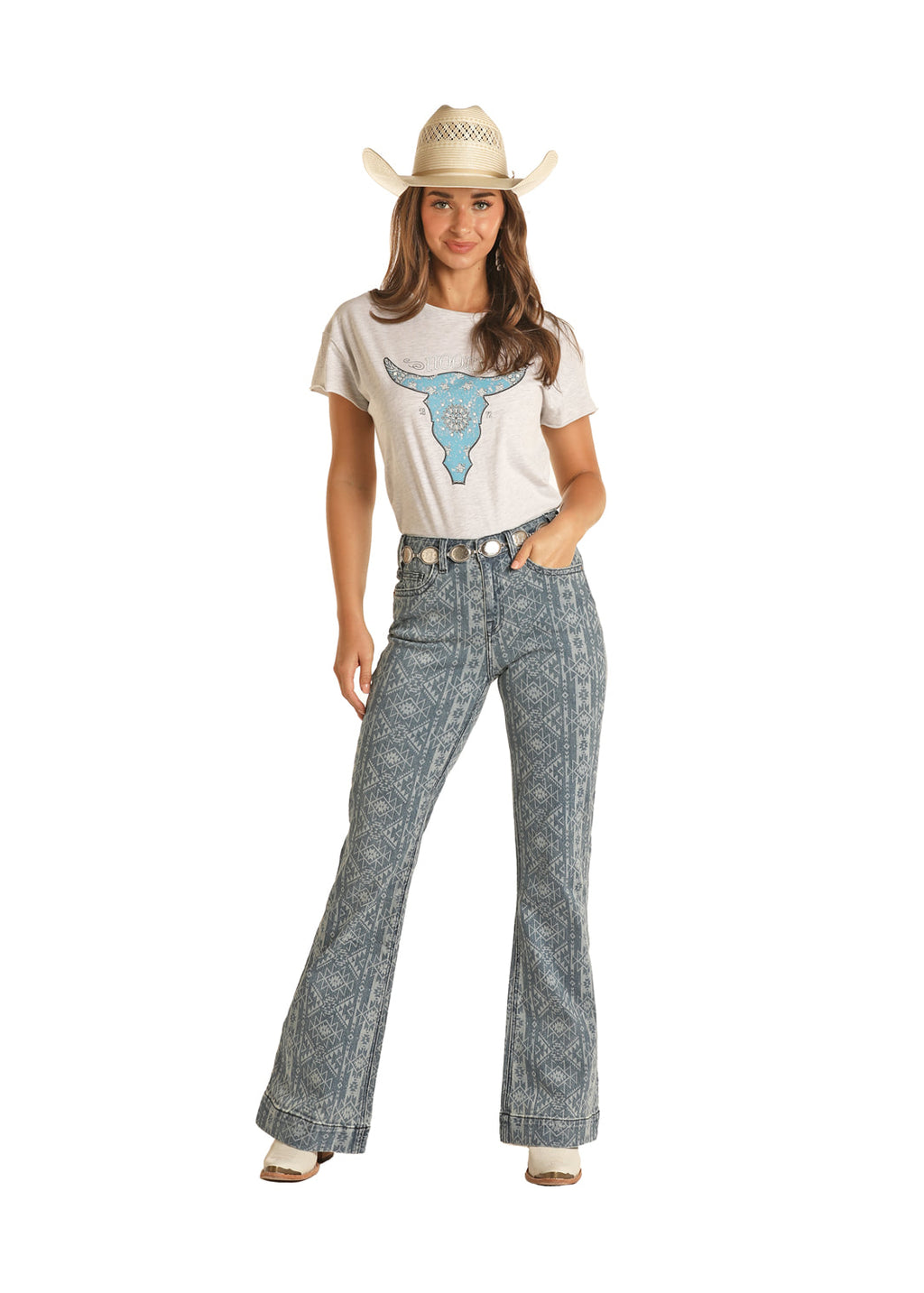 The Aztec Outlaw Hooey High Rise Trouser by Rock & Roll Denim