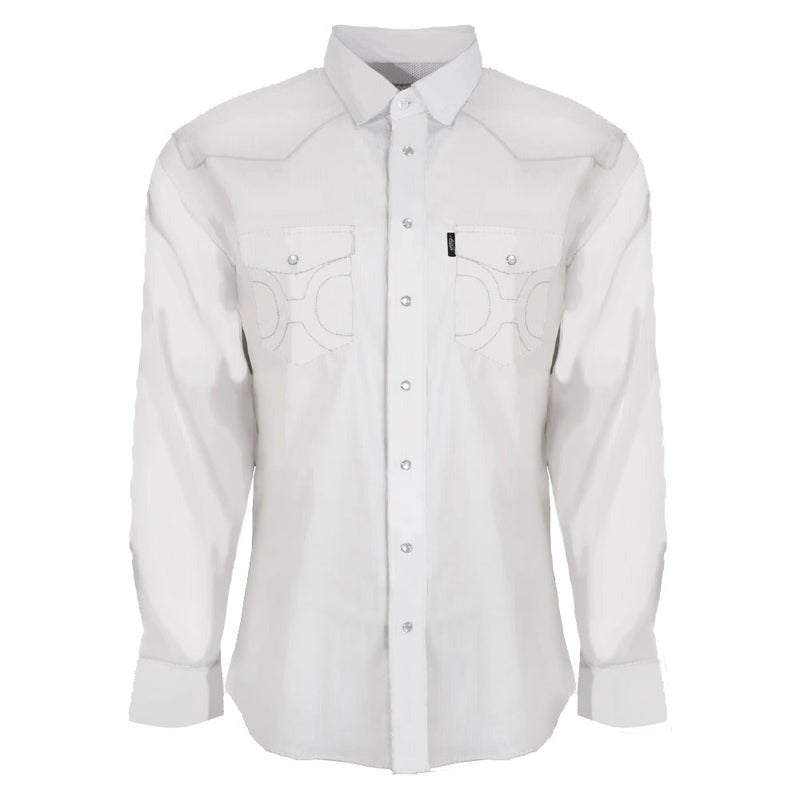 The Del Sol Long Sleeve Pearl Snap in White by Hooey