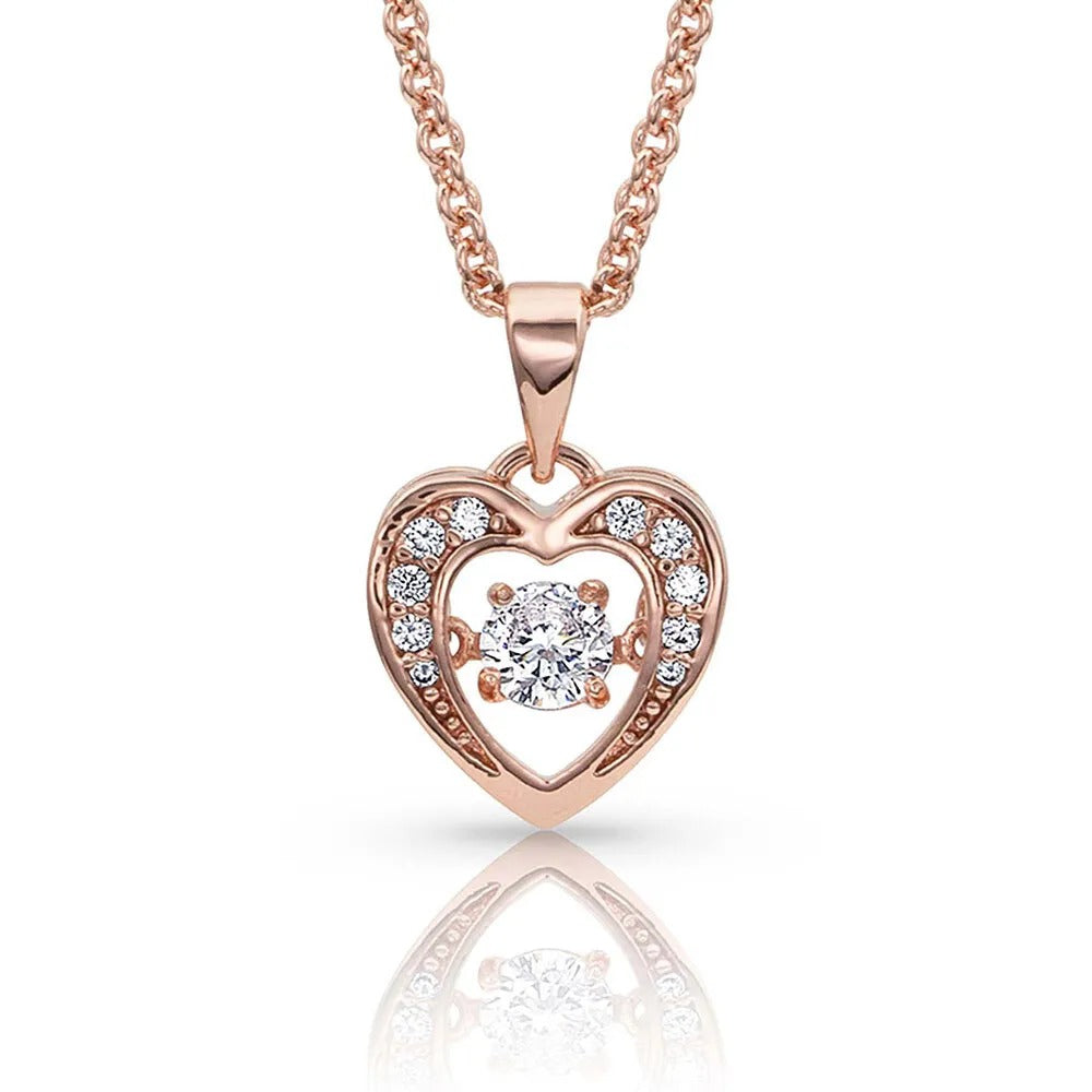 Let's Dance A Little Dance Rose Gold HeartNecklace by Montana Silversmiths