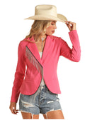 The Pretty & Punchy In Pink Fringe Blazer by Rock & Roll Denim
