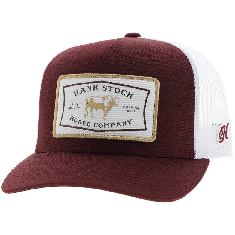 Rank Stock Hat by Hooey Maroon/White