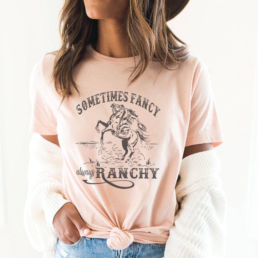 Sometimes Fancy Always Ranchy Tee - Dusty Blue