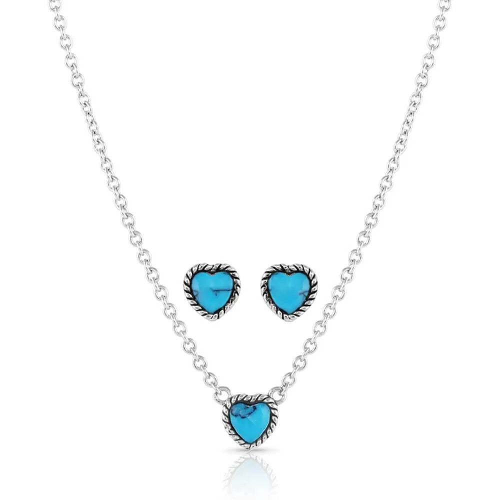 Hidden Skies Turquoise Heart Jewelry Set by Montana Silversmiths