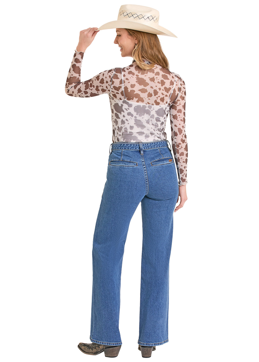 The Cowprint Fashionista Mesh Top by Rock & Roll Denim