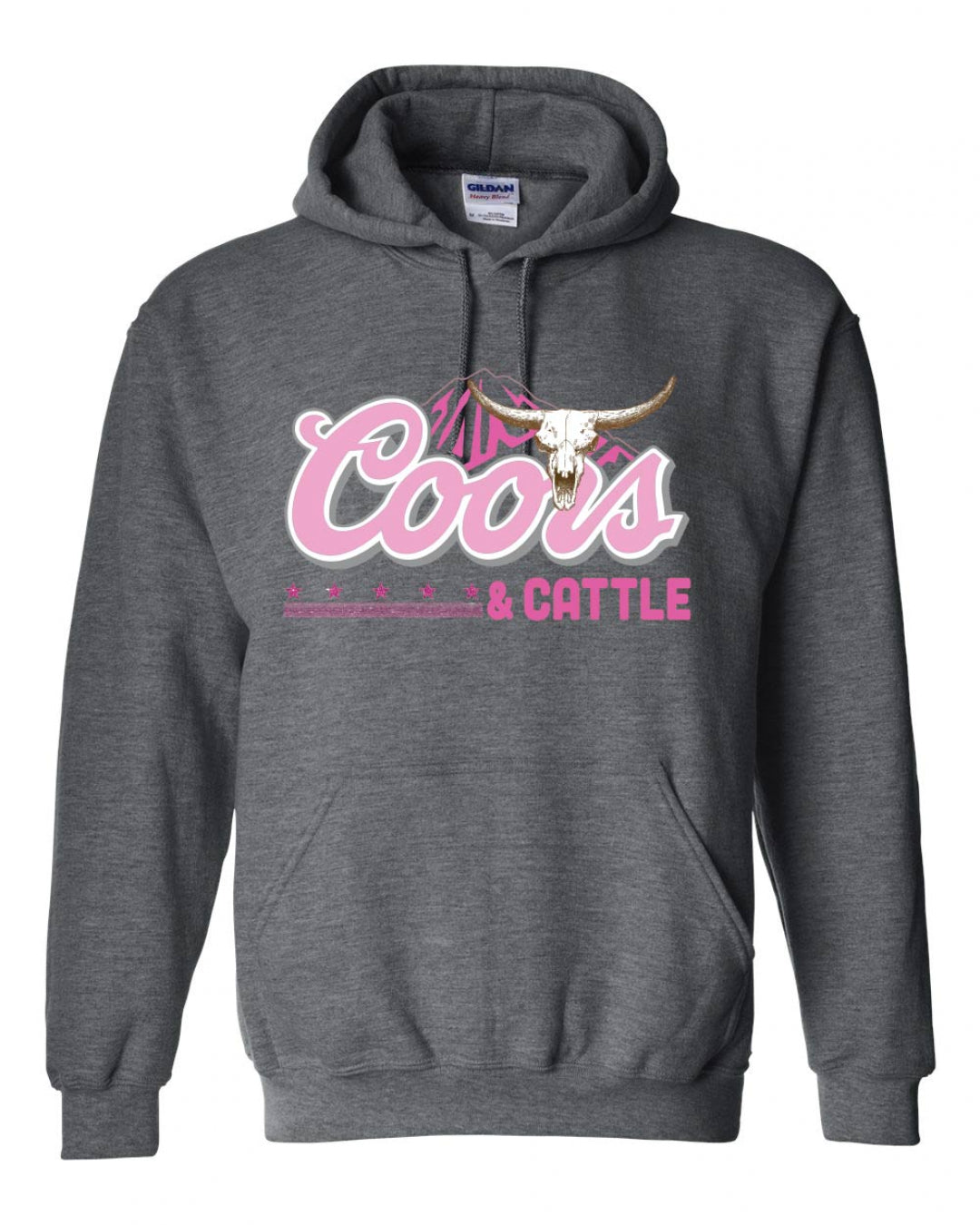 The Pink COORS & CATTLE Hoodie in Heathered Charcoal