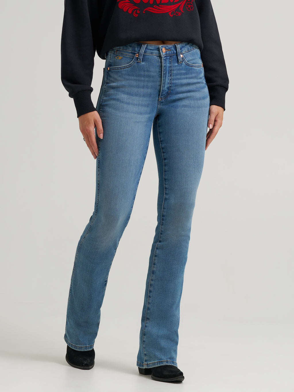 The Lainey Wilson X Wrangler Mid Wash Boot Hugger Jeans