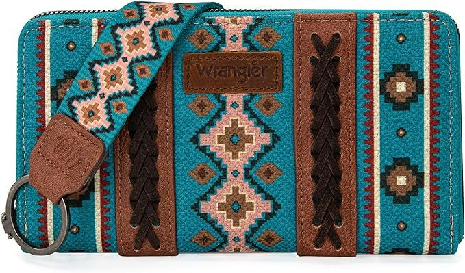 The Southern Hippie Aztec Wallet by Wrangler - Dark Turquoise