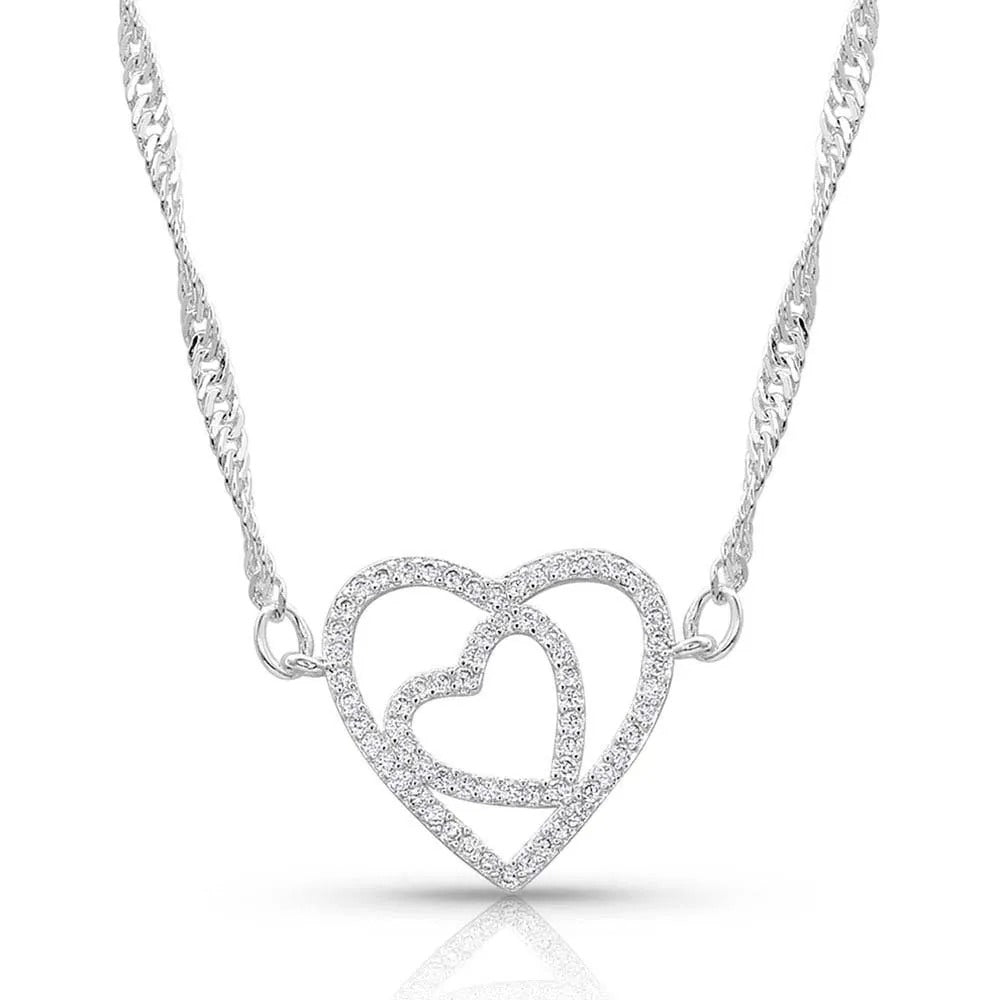 Double Open Heart Split Necklace by Montana Silversmiths