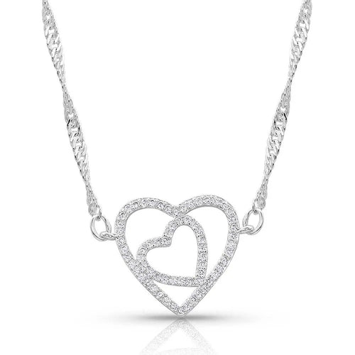 Double Open Heart Split Necklace by Montana Silversmiths