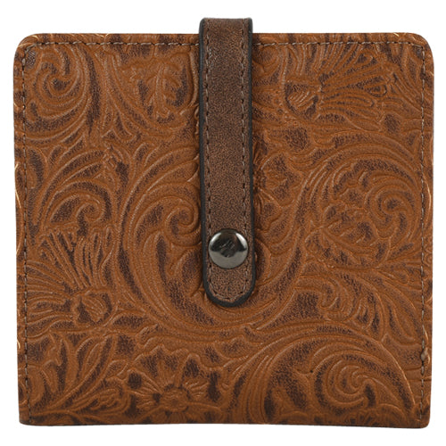 The Saddle Brown Tooled Mini Wallet By Justin