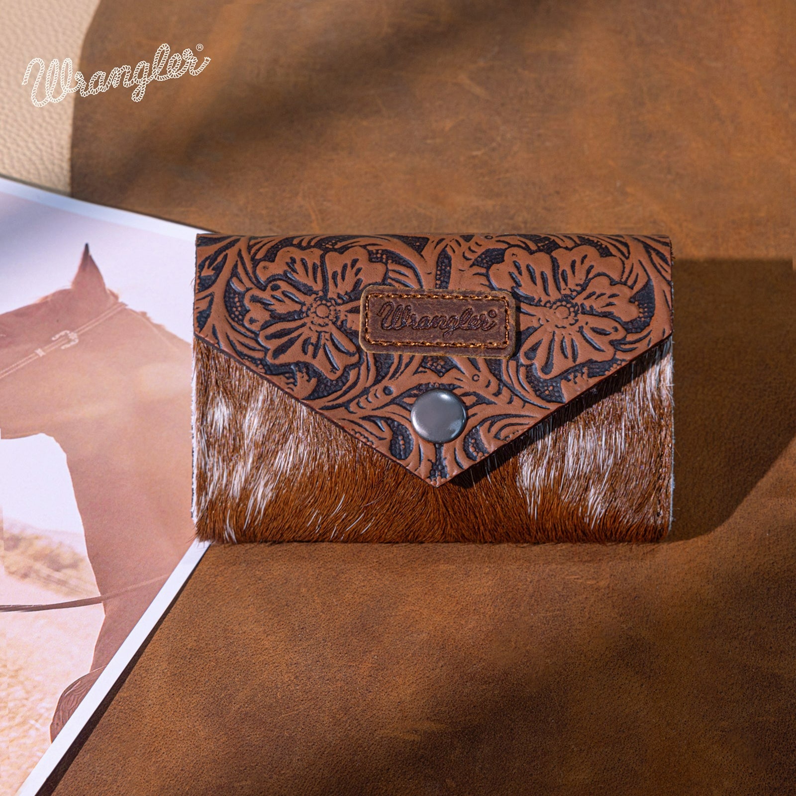 The Calico Range Carved Hide Wrangler Wallet - Brown