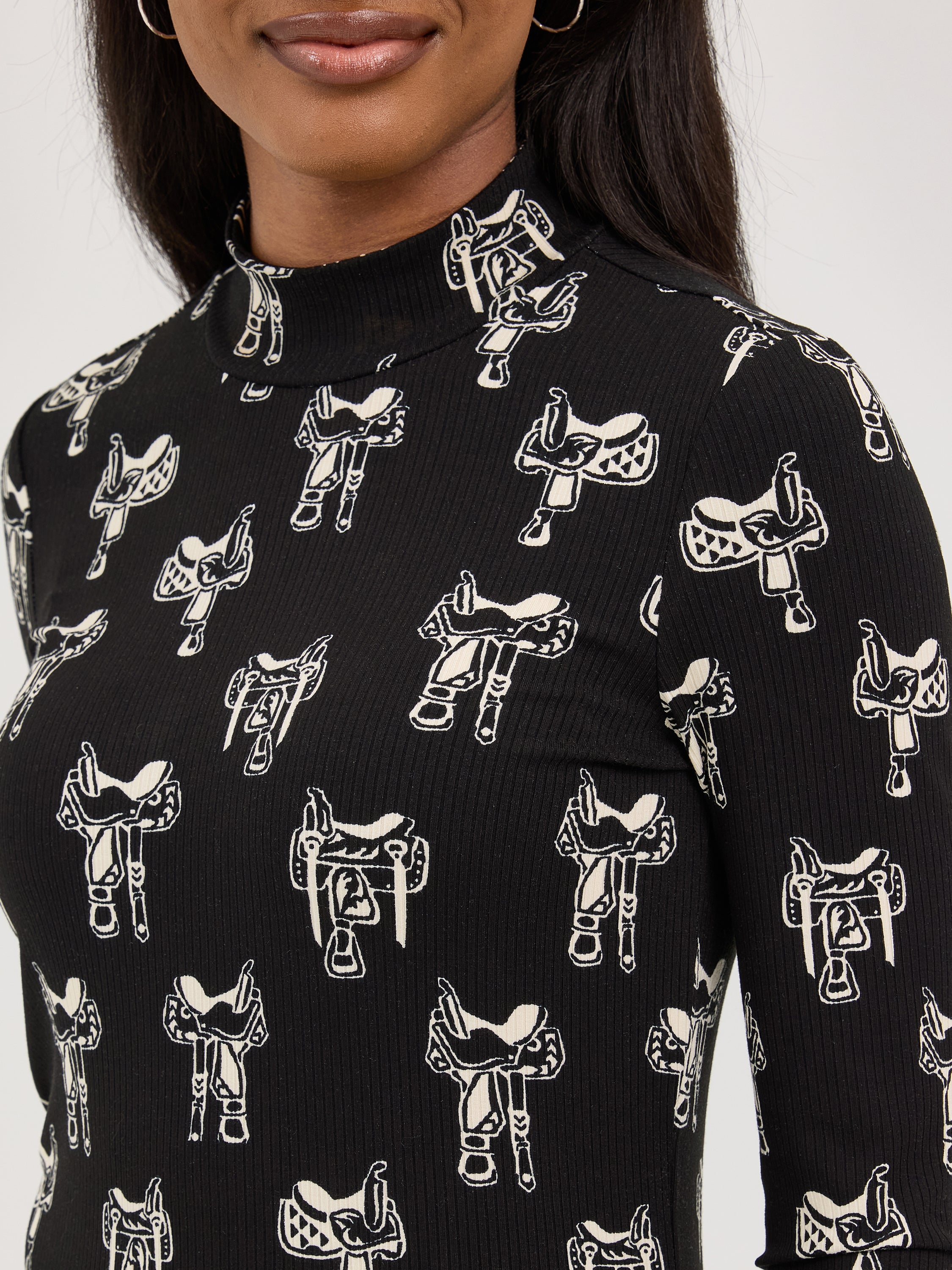 The Saddle Up Mock Neck L/S Tee by Wrangler