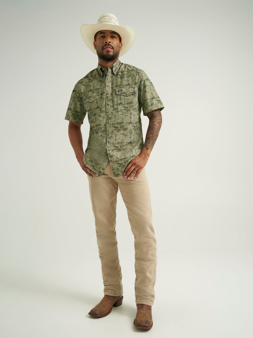 Olivine Performance Men's SS Pearl Snap Shirt by Wrangler