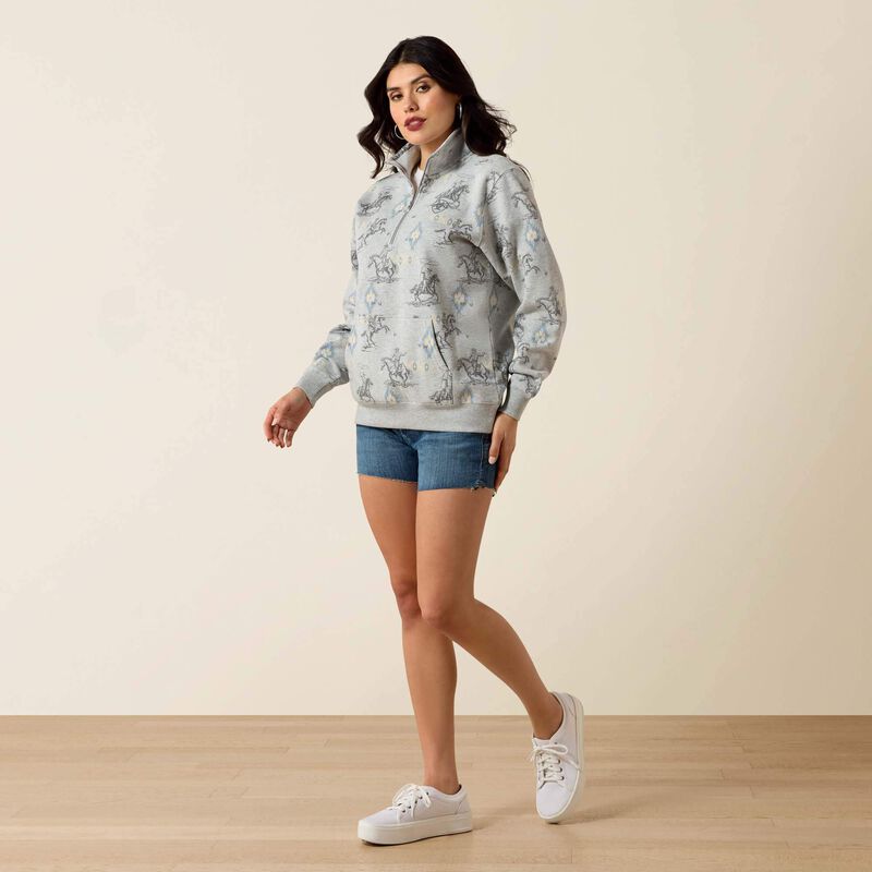 The Ropin' Dreams 1/4 Zip Sweatshirt By Ariat in Sapphire