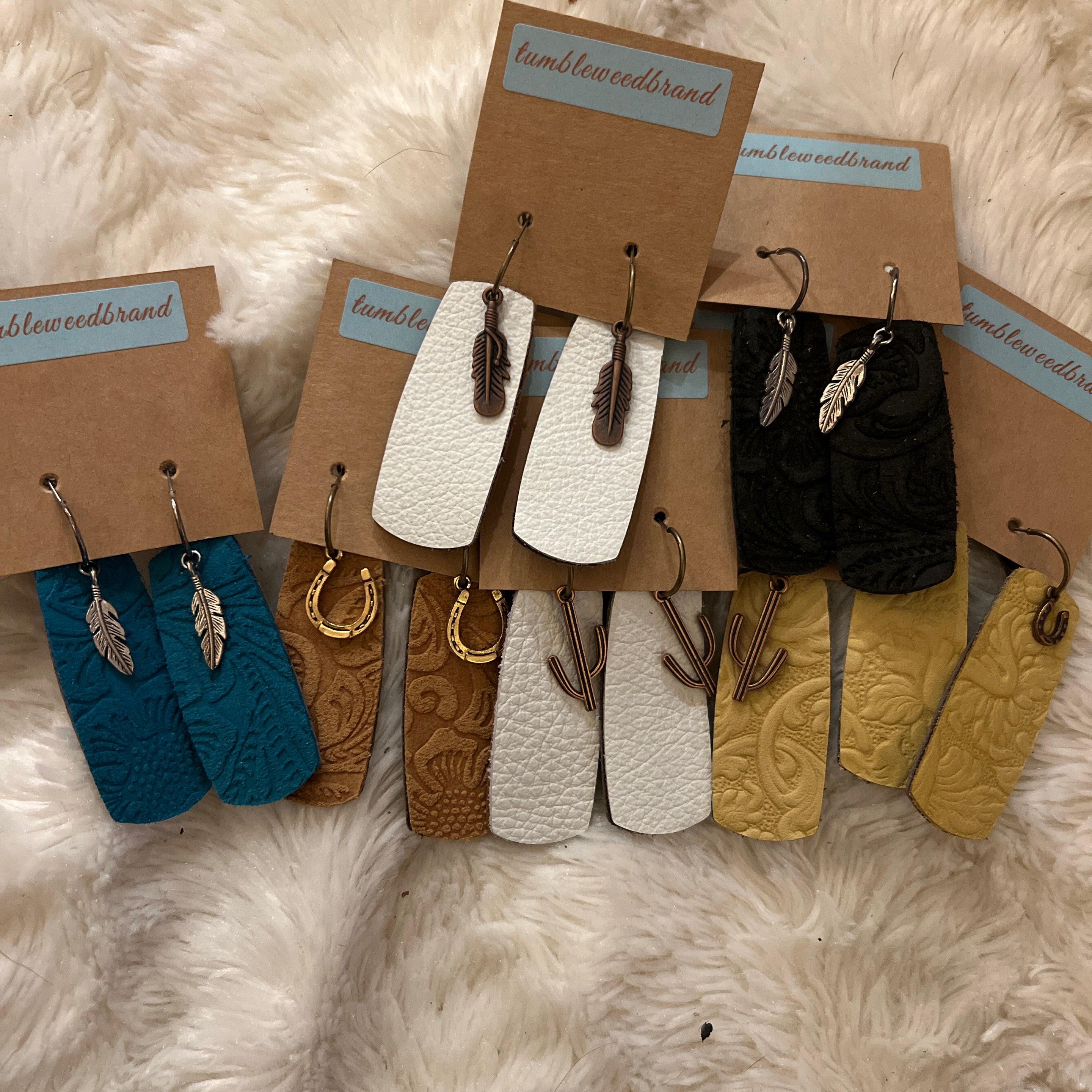 Leather Bar/Charm Earrings