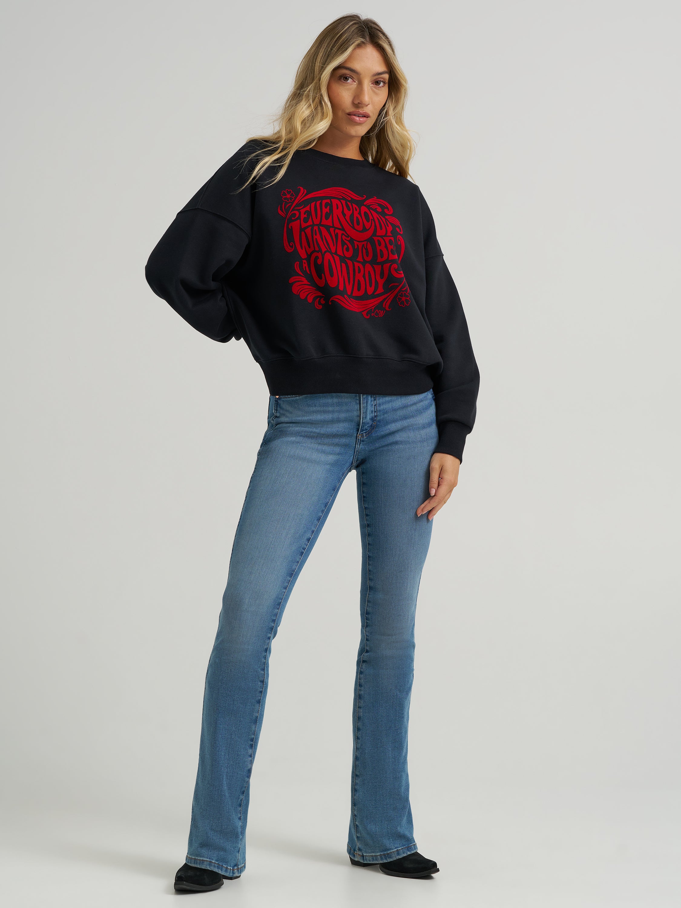 The Lainey Wilson X Wrangler Mid Wash Boot Hugger Jeans