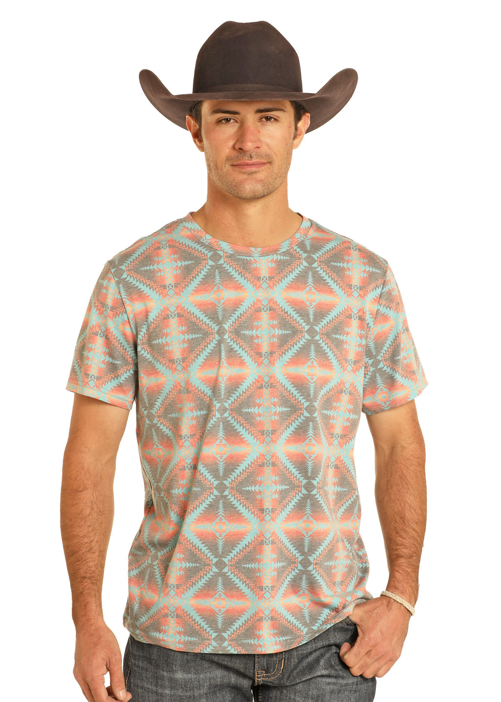 Fire & Rum on Ice Aztec Tee by Rock & Roll Denim