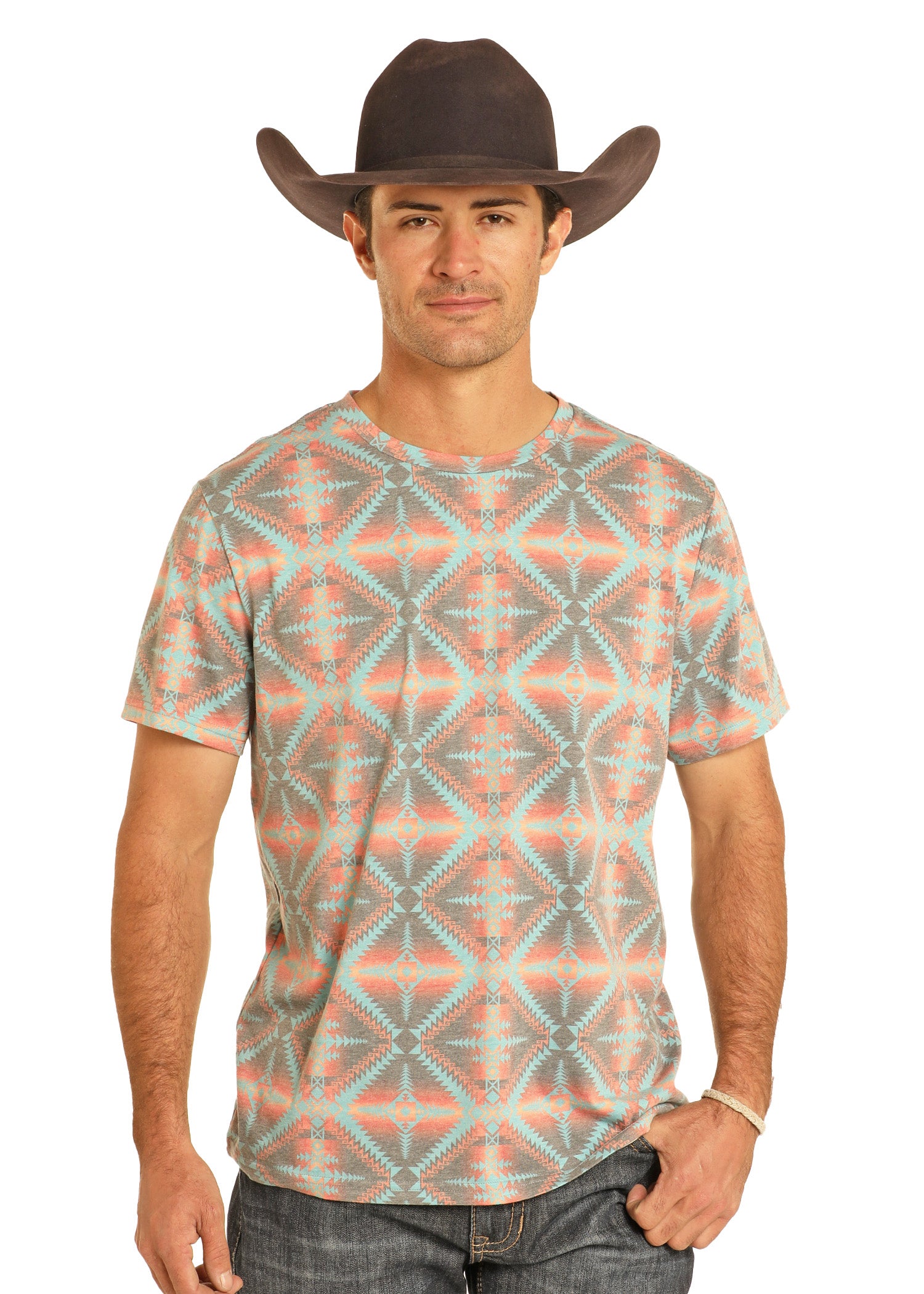 Fire & Rum on Ice Aztec Tee by Rock & Roll Denim