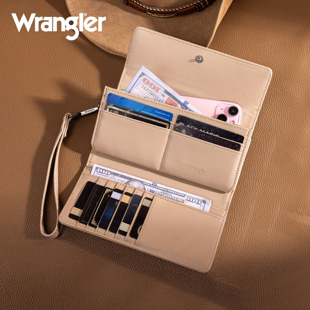 The Darla Mae Carved Wrangler Wallet - Cremello