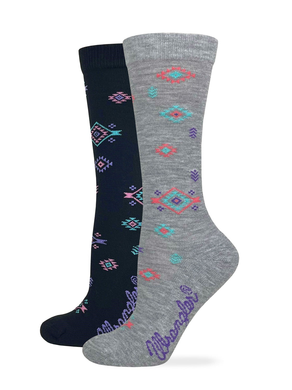 Wrangler Women's Aztec All Star Socks - 2 Pack Blk/Gry