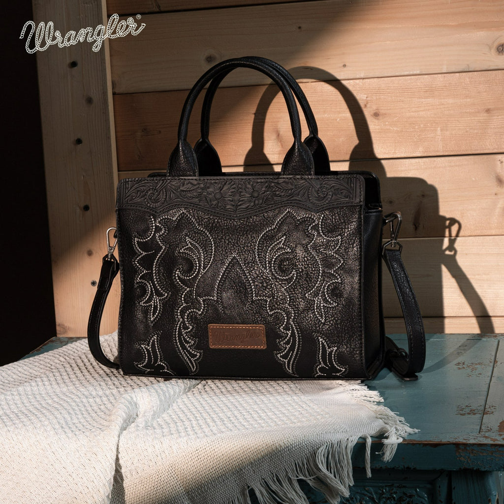 Boot Stitch Babe Crossbody Tote by Wrangler in Black
