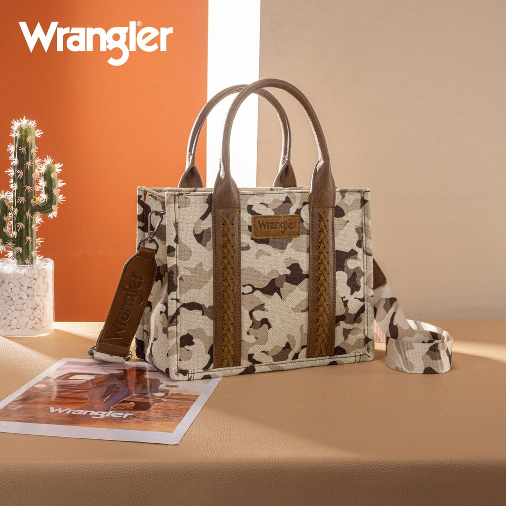 The Saddle Blanket Wrangler Tote Purse in Brown Camo