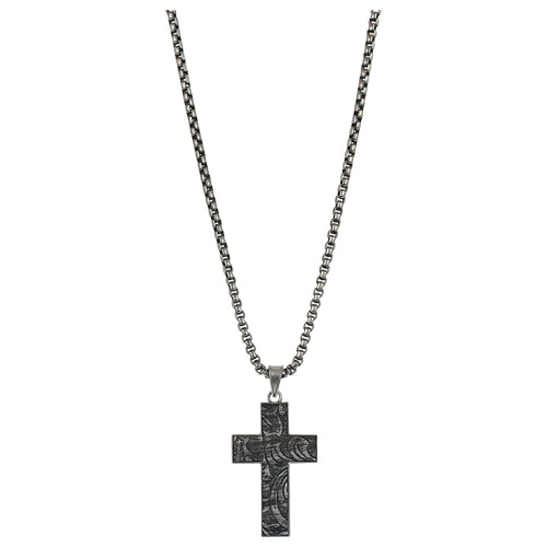 Engraved Reversible Cross Men's Necklace by Justin