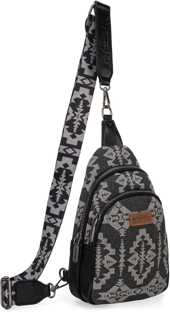 The Southwest Sling Crossbody Sling Bag by Wrangler - Black