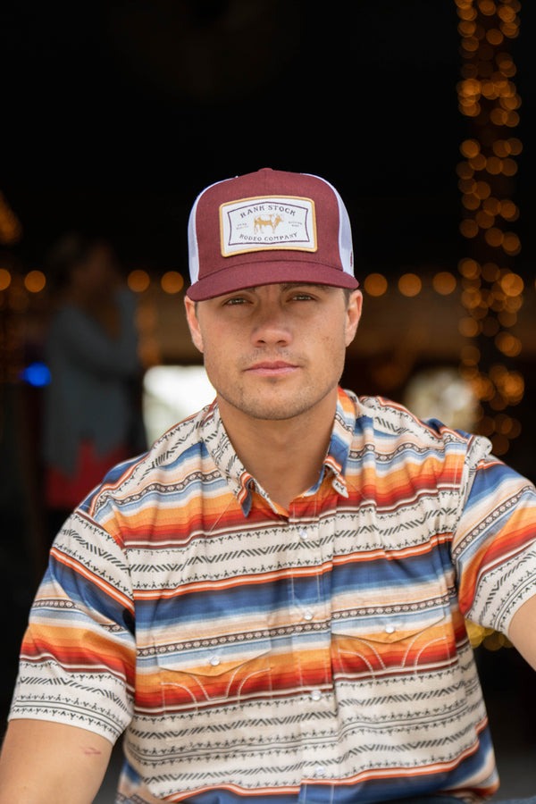 Rank Stock Hat by Hooey Maroon/White
