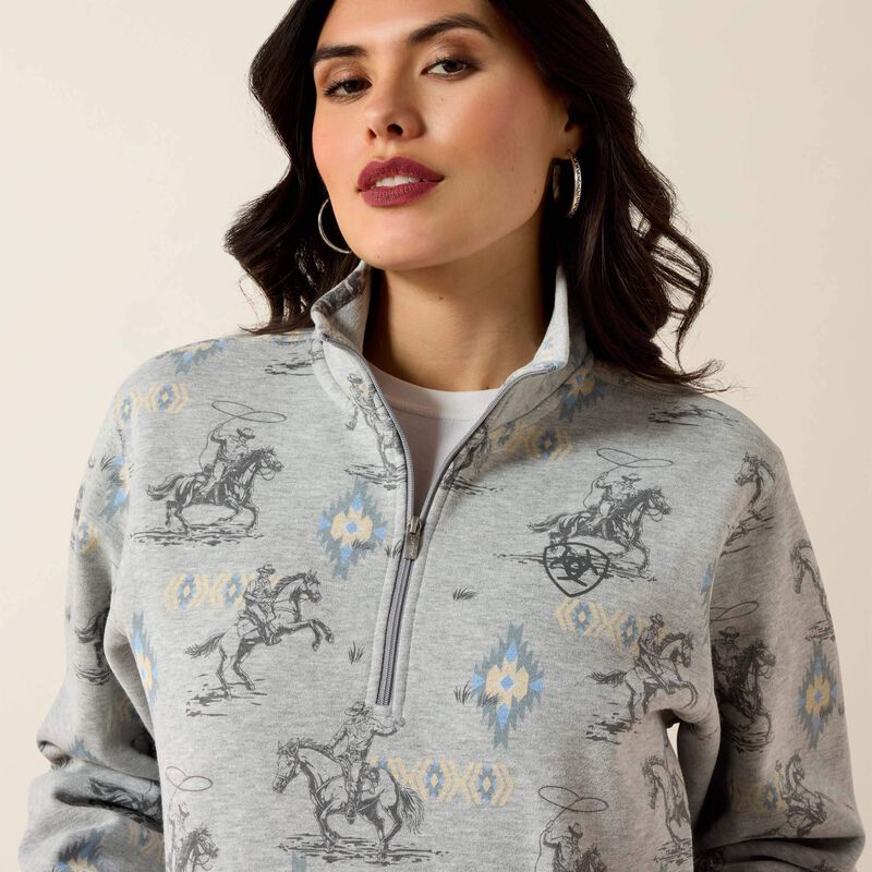 The Ropin' Dreams 1/4 Zip Sweatshirt By Ariat in Sapphire