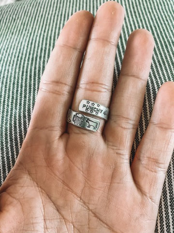 Punchy Stamped Adjustable Wrap Ring